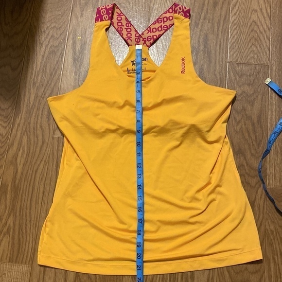 REEBOK WorkOut Ready Collection Mustard Yellow Racerback Tank Top  Bra Support - Picture 5 of 8